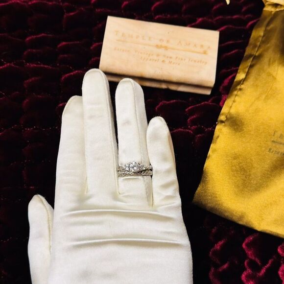 14K White Gold- 1CT Diamond Ring Set -$5375 Floral "Gossimer" by Artcarved -6.4g - Picture 11 of 15